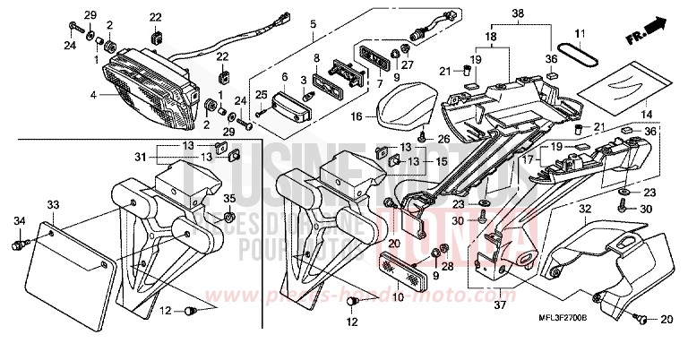 FEU ARRIERE (CBR1000RR8,9/RA9) von CBR1000RR "Fireblade" NOIR (NH1) von 2009